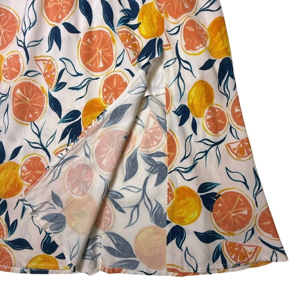Seven Wonders Citrus Print Marilla Midi Dress Tie Strap Sundress Size XL NWT - Picture 7 of 14